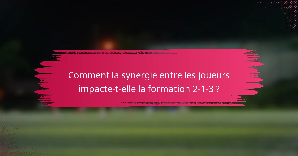 Comment la synergie entre les joueurs impacte-t-elle la formation 2-1-3 ?