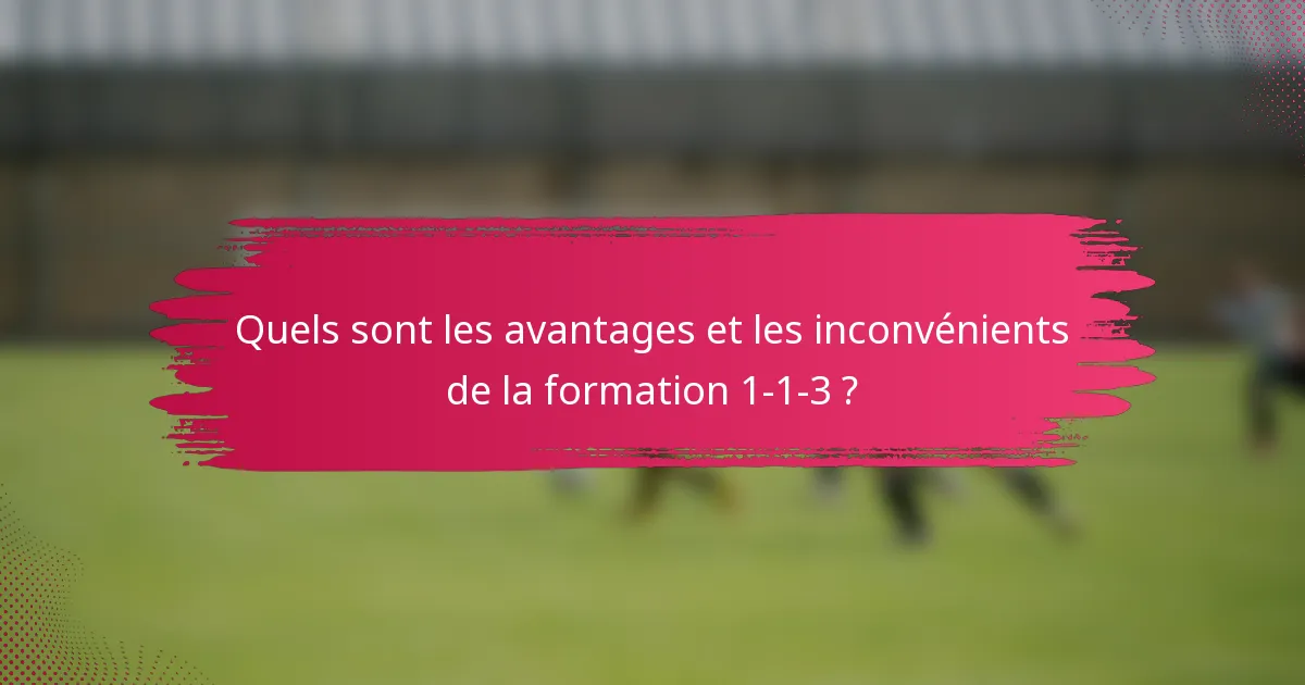 Quels sont les avantages et les inconvénients de la formation 1-1-3 ?
