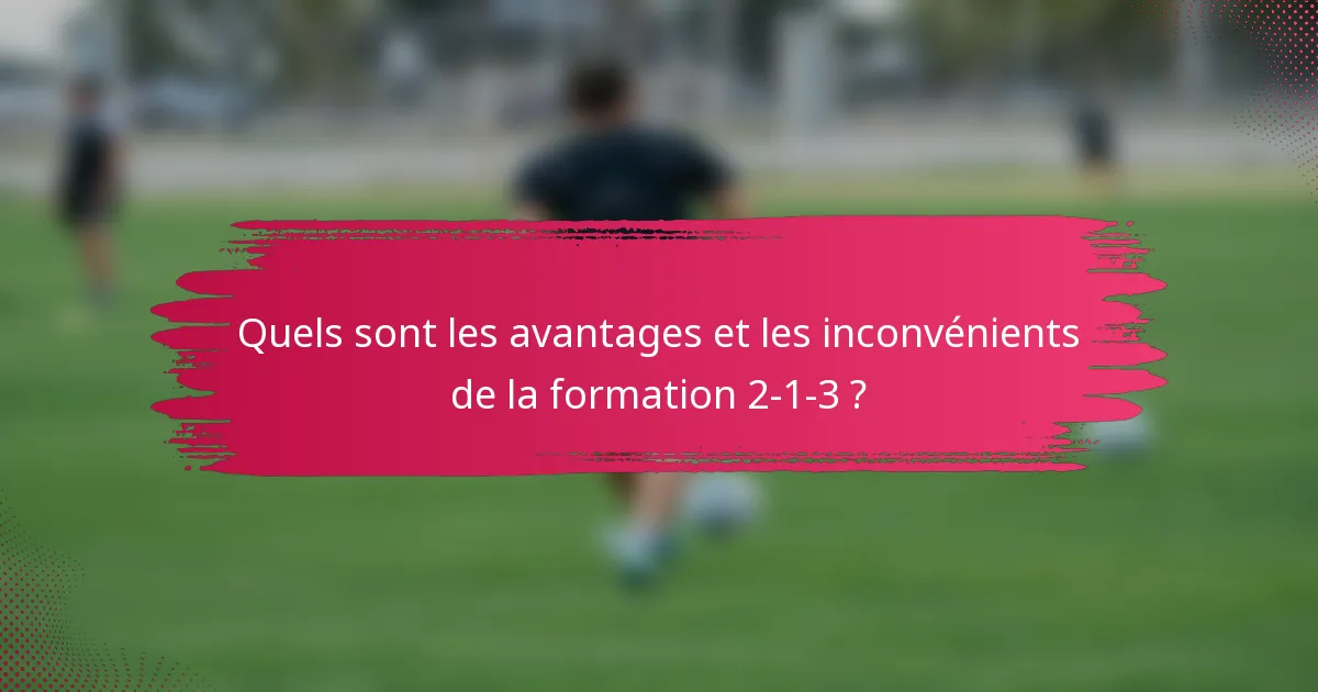 Quels sont les avantages et les inconvénients de la formation 2-1-3 ?